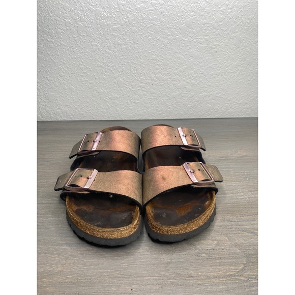 Birkenstock Metallic Bronze/Rose Gold Women's‎ Size 38 Cognac (US size 7-7.5) - Picture 2 of 9